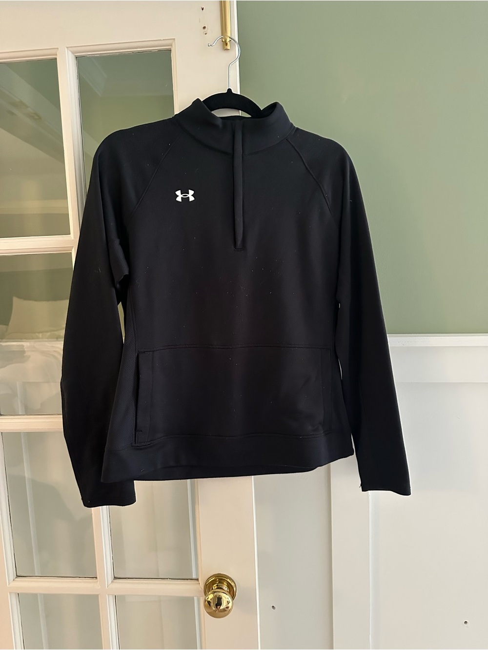 Under Armour Black Half-Zip Athletic Top with White Logo